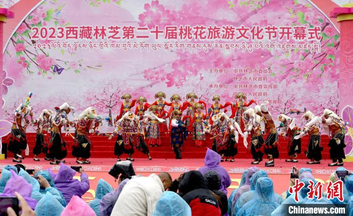 3月28日，西藏林芝第二十屆桃花旅游文化節開幕式上的文藝表演?！±盍?攝