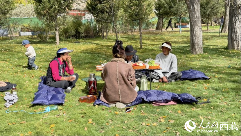 圖為市民在公園內聚會。人民網記者 次仁羅布攝